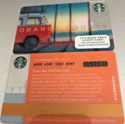 NEW 2014 STARBUCKS ORANGE COUNTY GIFT CARD #6099 NO VALUE - Sold on eBay Mar, 12th 2019 for $4.99