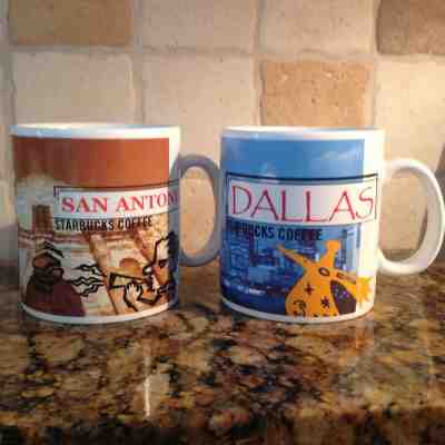 DALLAS & SAN ANTONIO TEXAS Set of 2 Starbucks Large 20 oz Colorful Mugs 1999  - Sold on eBay Mar, 15th 2019 for $14.25