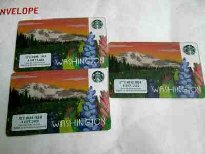 LOT OF 3 NEW WASHINGTON STATE - Mt Rainier STARBUCKS Gift Card  - Sold on eBay Mar, 16th 2019 for $2.79