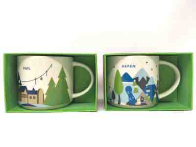 2 Starbucks You Are Here Coffee Mugs YAH Cups - Aspen Vail Colorado Ski Town Set - Sold on eBay Mar, 11th 2019 for $44.00