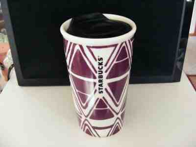Starbucks Purple White Ceramic Travel Tumbler Insulated Mug - RARE - Sold on eBay Mar, 24th 2019 for $35.00