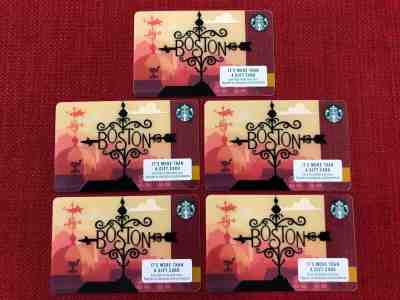 5 NEW STARBUCKS 2018 BOSTON CITY GIFT CARDS LOT VERY LIMITED - Sold on eBay Mar, 24th 2019 for $7.99
