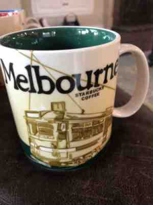 16 OZ STARBUCKS COFFEE MUG MELBOURNE COLLECTOR SERIES 2013 - GREEN - NEW - Sold on eBay Mar, 22nd 2019 for $17.50