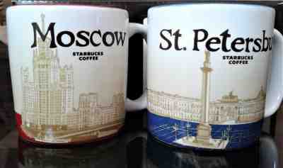Russia Starbucks Global 2018 3 fl oz coffee cups Moscow St. Petersburg Set of 2 - Sold on eBay Mar, 22nd 2019 for $50.33