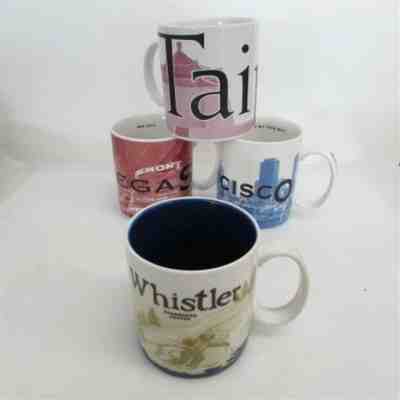 4x Various Starbucks Coffee Mugs Taipei Las Vegas San Francisco Whistler - Sold on eBay Mar, 12th 2019 for $40.30