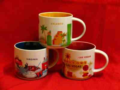 Starbucks You Are Here Mugs Lot of 3 Cups Las Vegas Virginia Orlando - Sold on eBay Mar, 24th 2019 for $39.99