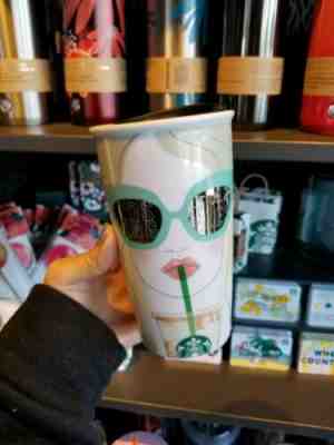 NEW Starbucks Los Angeles LA Women Sunglass Ceramic Tumbler Cup with Cap 355ml - Sold on eBay Mar, 22nd 2019 for $38.40