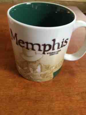 STARBUCKS Collector Series Icon City Memphis Mug 2009 Guitar Player Green - Sold on eBay Mar, 23rd 2019 for $7.77