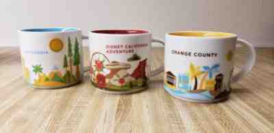 3 Starbucks Mug Lot Disney California Adventure Orange County Cali You Are Here - Sold on eBay Mar, 23rd 2019 for $75.00