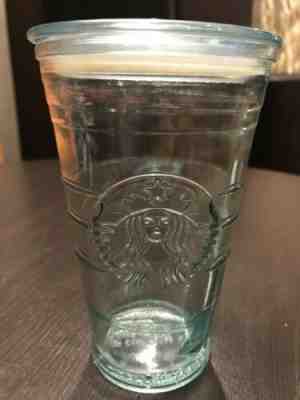 STARBUCKS Recycled Glass Tumbler 16 Oz Cold Cup Grande w/ Lid Spain - Sold on eBay Apr, 3rd 2019 for $19.00