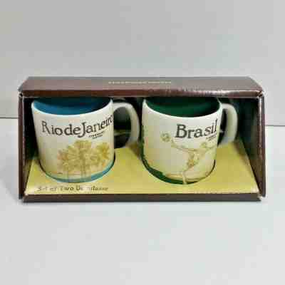 Starbucks Demitasse Coffee Cups 3 OZ Set of 2 Brasil Rio de Janeiro