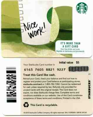 NEWEST 2019 STARBUCKS CORPORATE NICE WORK  #6163  NOT IN STORES GIFT CARD  - Sold on eBay Apr, 2nd 2019 for $3.50
