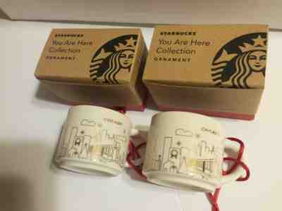 (2) Mini STARBUCKS 2014 Christmas *YOU ARE HERE* (Chicago) Ornament / Mug - NIB - Sold on eBay Apr, 2nd 2019 for $12.80