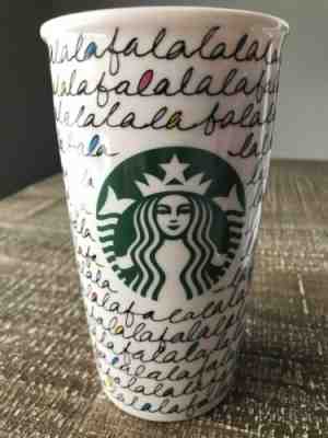 12 ounce oz STARBUCKS HOLIDAY 2011 Fa La La La La etc coffee tumbler mug cup - Sold on eBay Apr, 1st 2019 for $4.99