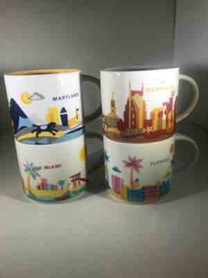 Set of 4 Starbucks Mugs Maryland Nashville Florida Miami you are here - Sold on eBay Mar, 31st 2019 for $50.00