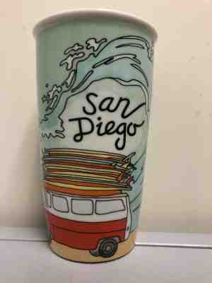 Starbucks San Diego Ceramic Coffee Mug Tumbler VW Bus Surf Waves 12oz NEW  RARE - Sold on eBay Apr, 2nd 2019 for $39.00