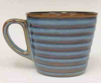 NEW 2008 Starbucks Light Blue Brown Ribbed Thumb Rest Coffee Tea Cup Mug - Sold on eBay Apr, 10th 2019 for $24.95
