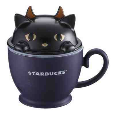 Taiwan Starbucks 2018 Halloween 10oz black cat hide & seek mug - Sold on eBay Apr, 9th 2019 for $80.00