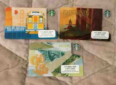 Lot Of 3 NEW Starbucks CALIFORNIA gift cards - SAN FRANCISCO Redwoods Big Sur - Sold on eBay Apr, 9th 2019 for $2.25