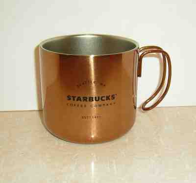 Starbucks Copper Seattle Stainless Steel Coffee Mug Cup 12 oz 2016 Double Handle - Sold on eBay Apr, 9th 2019 for $10.50