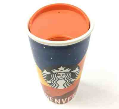 Starbucks Denver Colorado Orange Skyline Stars Travel Mug Cup Tumbler 12 oz Top - Sold on eBay Apr, 9th 2019 for $37.88
