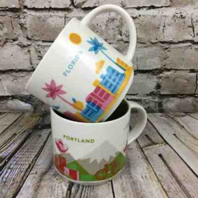 Starbucks You Are Here Collection Florida and Portland Coffee Mugs Flamingo  - Sold on eBay Apr, 9th 2019 for $27.20