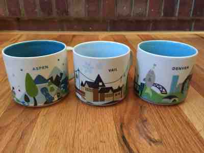 Starbucks "You Are Here" mug SET OF 3 coffee cups (Aspen, Denver, Vail)(YAH) - Sold on eBay Mar, 25th 2019 for $27.00