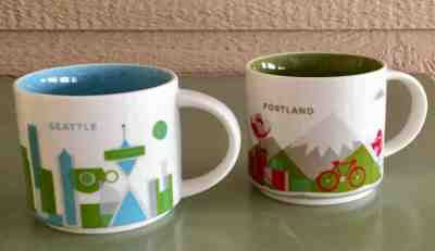 Lot/2 Retired Seattle Portland Starbucks You Are Here Series Mug YAH 14 oz - Sold on eBay Apr, 17th 2019 for $19.50