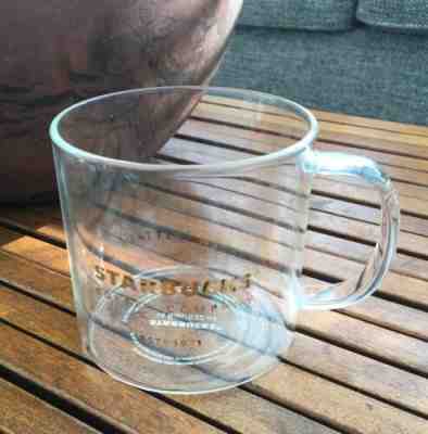 STARBUCKS Coffee Mug Clear Gold Glass Seattle Washington 18 oz 2015 - Sold on eBay Apr, 16th 2019 for $21.95