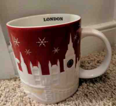 Starbucks London Relief Mug Holiday RED Big Ben Tower Cathedral England  - Sold on eBay Apr, 6th 2019 for $55.00