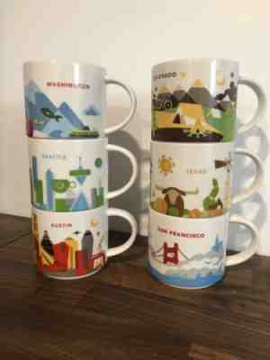Starbucks You Are Here YAH Mug Lot 6 Mugs Austin Washington Seattle Texas SF - Sold on eBay Apr, 15th 2019 for $66.00