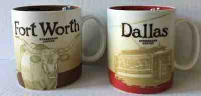 2010 Starbucks FORT WORTH TEXAS 2009 DALLAS TEXAS City Collector Series Set of 2 - Sold on eBay Apr, 15th 2019 for $39.88