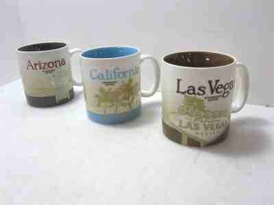 3 Starbucks Collector's Mugs Arizona California Las Vegas 16oz - Sold on eBay Apr, 16th 2019 for $11.50