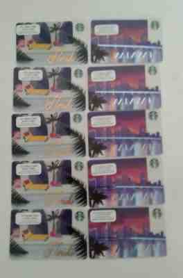 Lot x 10 Starbucks Gift Cards (5) MIAMI - (5) FLORIDA COLLECTIBLE - MINT - Sold on eBay Apr, 13th 2019 for $2.49
