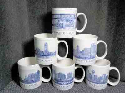Lot 6 Starbucks Coffee Architecture Mugs Phx~Las Vegas Spokane Pike Place~Dallas - Sold on eBay Apr, 11th 2019 for $82.99