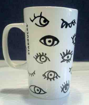 STARBUCKS 2014 EYES DESIGN CERAMIC TRAVEL TUMBLER MUG LIMITED DOT COLLECTION 16  - Sold on eBay Apr, 23rd 2019 for $19.80