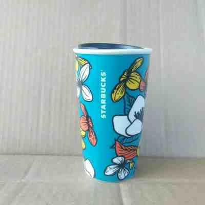 Starbucks 2019 Floral Travel Mug 12oz Ceramic Traveler w Lid LIMITED - Sold on eBay Apr, 22nd 2019 for $24.50