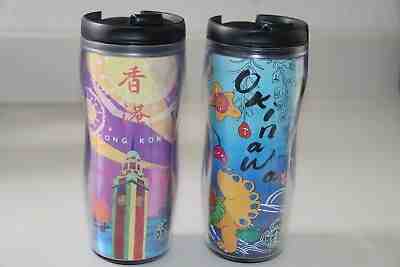 STARBUCKS 2006 INSULATED TRAVEL MUGS TUMBLERS - HONG KONG & OKINAWA SHISA LIONS - Sold on eBay Apr, 11th 2019 for $18.00