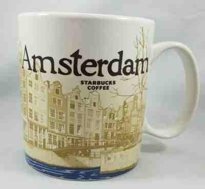 Starbucks Mug Amsterdam City Cup Collector Series Mug 16 oz - Blue Accents 2011 - Sold on eBay Apr, 18th 2019 for $24.99