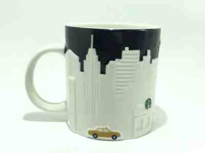 Starbucks New York Coffee Mug Cup NYC Skyline Yellow Taxi Black White Relief - Sold on eBay Apr, 22nd 2019 for $19.99