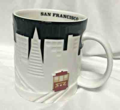 Starbucks 2012 San Francisco City Relief Coffee Mug Black White Cable Car 18 oz - Sold on eBay Apr, 23rd 2019 for $10.00