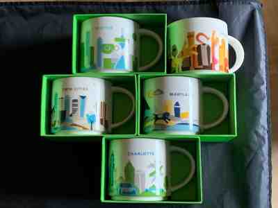 Lot Of Five 5 Starbucks You Are Here mugs Maryland Charlotte Seattle Houston  - Sold on eBay Apr, 21st 2019 for $52.00