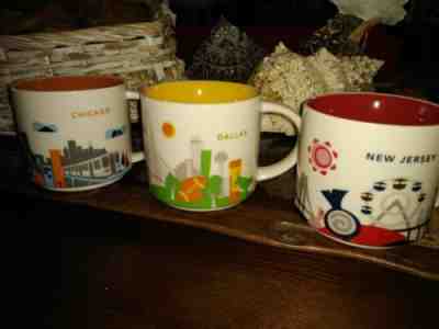 Starbucks You Are Here YAH Coffee Mugs Lot of 3 Dallas, New Jersey, Chicago Nice - Sold on eBay Apr, 22nd 2019 for $15.00