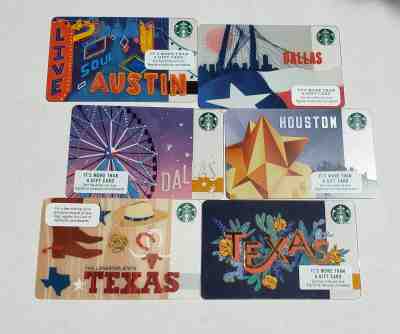 Starbucks "Texas, Austin, Dallas, Houston" Gift Cards...Never Swiped - Sold on eBay Apr, 18th 2019 for $17.50