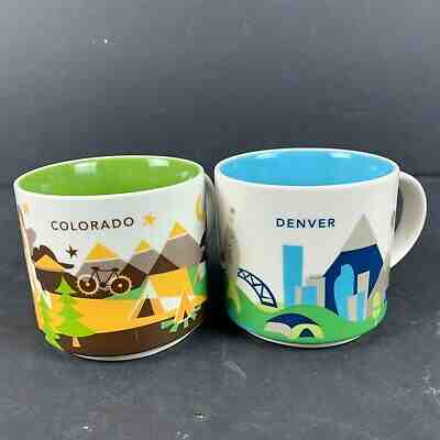 Starbucks Denver Colorado 2017 You Are Here Collection Coffee Mug Cup Set of 2 - Sold on eBay Apr, 22nd 2019 for $19.99