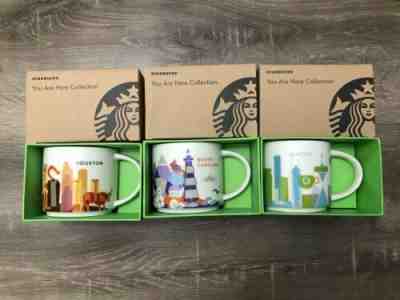LOT Of 3: Starbucks Mugs Seattle + Houston + North Coralina 14 Oz. You Are Here - Sold on eBay Apr, 10th 2019 for $50.00