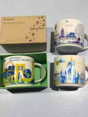 NEW Disney Universal Studios Starbucks You Are Here Mugs Lot Magic Kingdom Epcot - Sold on eBay Apr, 20th 2019 for $76.00