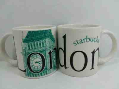 Pair Starbucks Coffee 2002 LONDON City Mug 2 Collector Series 20 oz Made England - Sold on eBay Apr, 18th 2019 for $31.60
