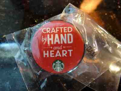 Starbucks Red Crafted by Hand and Heart Barista Holiday Pin 2016 - Sold on eBay Apr, 21st 2019 for $19.95