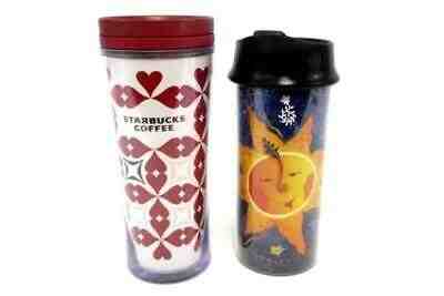 Lot of 2 Starbucks Coffee Traveler Tumblers 2009 Hearts / 2001 Sun 12 fl. oz - Sold on eBay Apr, 18th 2019 for $5.50
